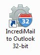 Shortcut for IncrediMail to Outlook 32-bit edition