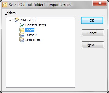 Choose the PST file folder to import emails from IncrediMail